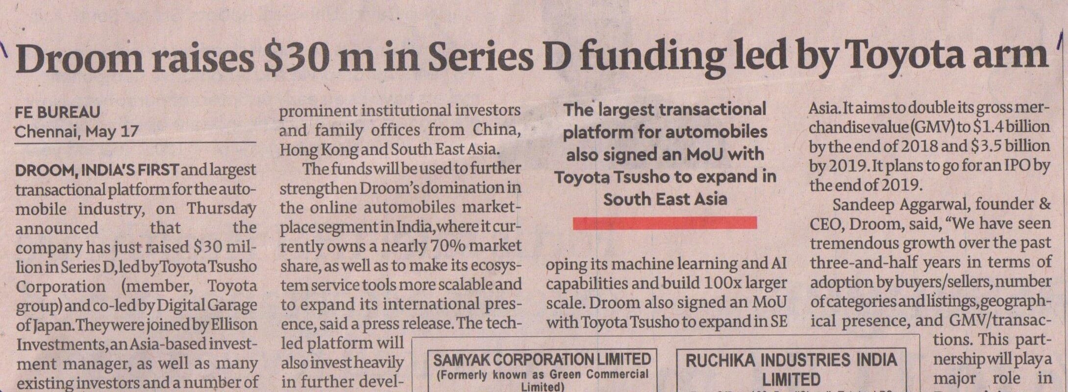 Financial Express | Droom in news