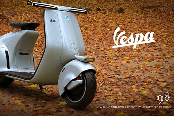 Iconic Vespa 98 Scooter Reimagined as Futuristic Electric Scooter