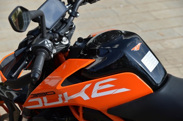 New 13.4-litre tank a big step-up from the older bike's 10.5-litre tank. 