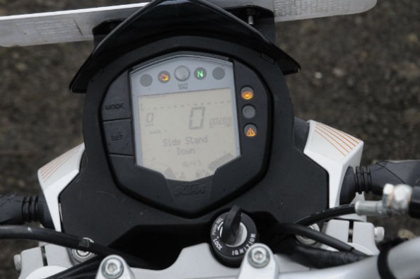 Digital instrument cluster is pretty basic and is the same unit on the Duke 200.