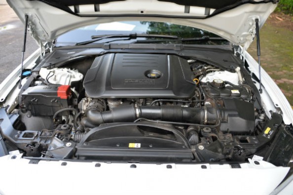 The XE gets the same 180hp 2.0-litre diesel as the bigger XF.