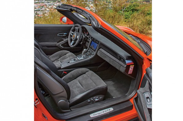 Dark themed interiors.