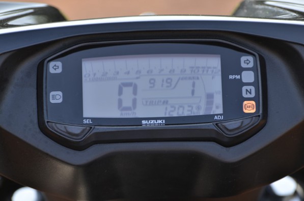 Gixxer-borrowed instrument cluster.