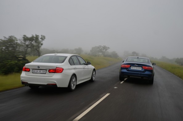BMW 330i vs Jaguar XE 25t rear.