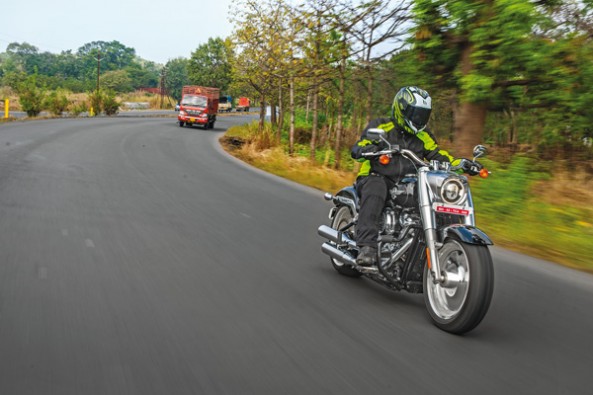Harley-Davidson Fat Boy in action.