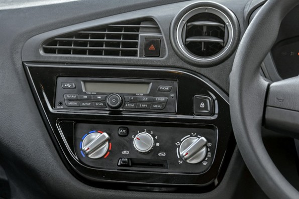 The centre console in the Datsun.