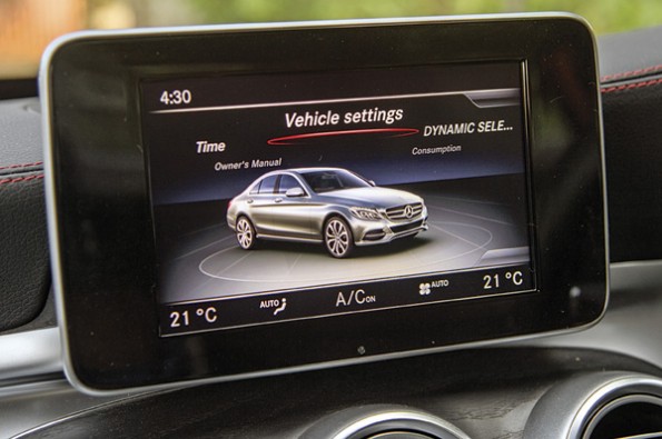 The screen in the Mercedes is informative.