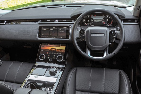 The modern interior in the Velar.