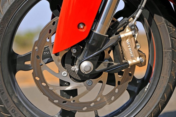 Good braking on the RR 310 but lacks the bite of the RC.