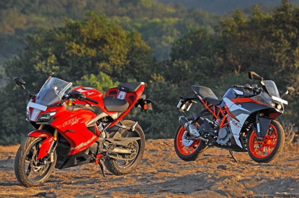 The RR 310 is considerably wider than the RC 390.