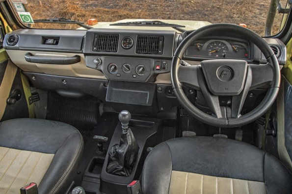 The dated interior in the Gurkha.