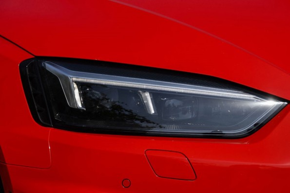 The LED headlight with a black housing.