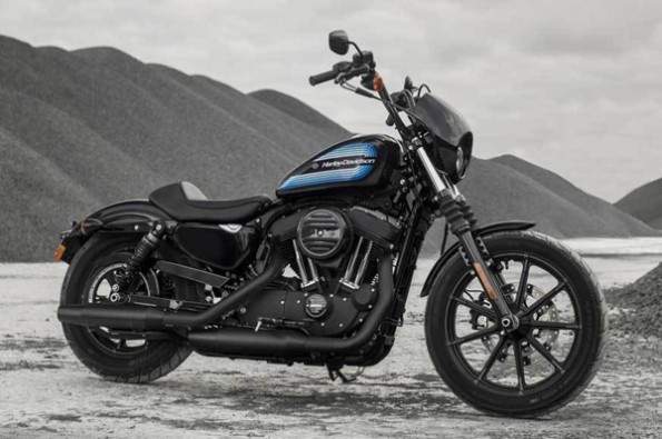 The motorcycle has a black engine and seat.