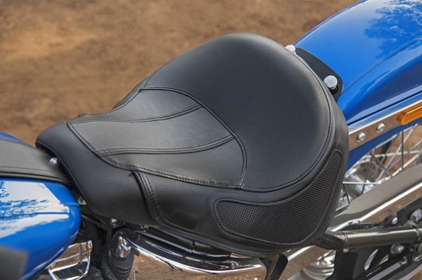 The seat is low and sculpted.