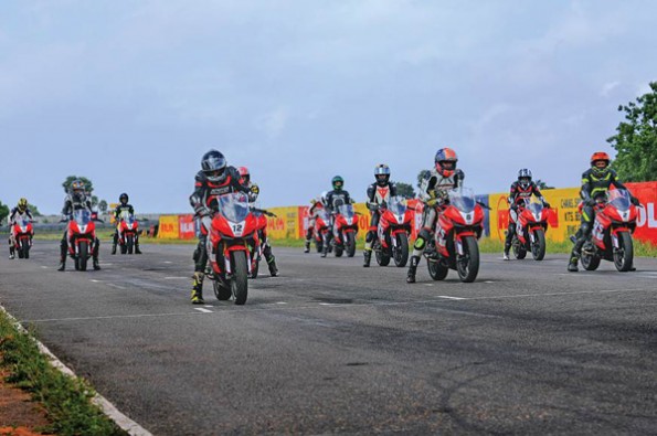 Lined-up on the grid with national-level racers.