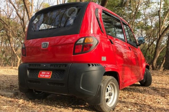 Red Color Bajaj Qute Rear Profile