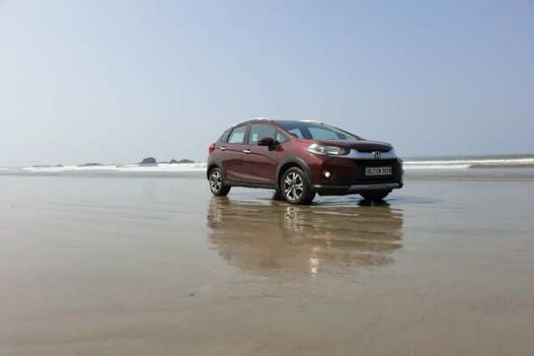 Red Color Honda WR-V Side Profile by Beach Side 