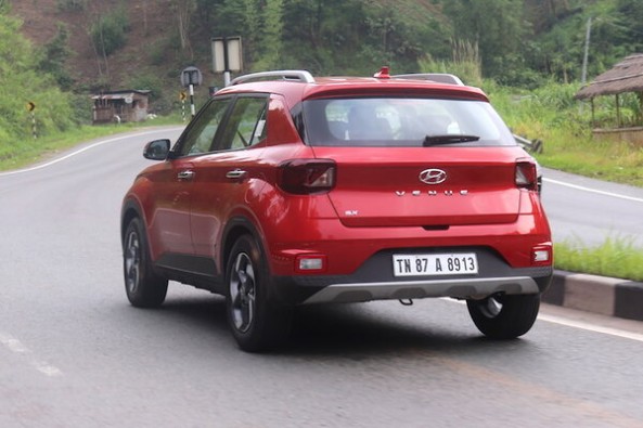 Red Color Hyundai Venue Rear Profile