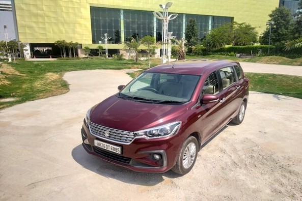 Red Color Maruti Suzuki Ertiga MPV Front Profile