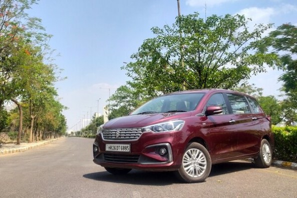 Red Color Maruti Suzuki Ertiga MPV Front Profile