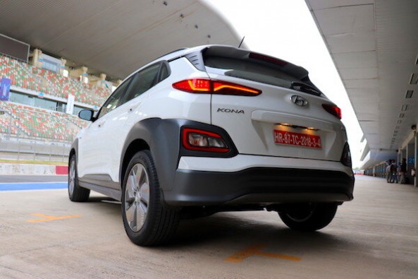 White Color Hyundai Kona Rear Profile