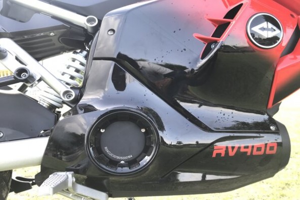 Red Color Revolt RV400 Engine