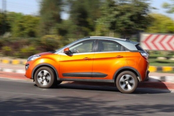 Orange Color Tata Nexon Side Profile
