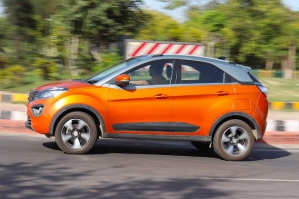 Orange Color Tata Nexon Side Profile