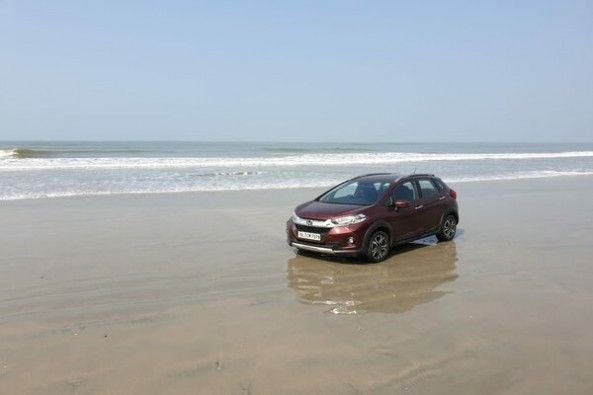 Red Color Honda WR-V Side Profile by Beach Side 