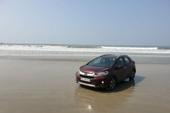 Red Color Honda WR-V Front Profile by Beach Side
