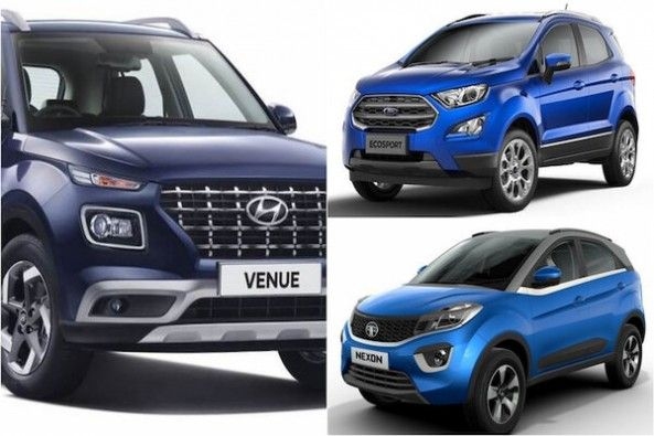 Hyundai Venue vs Tata Nexon vs Ford EcoSport Exteriors