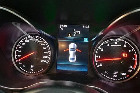 Red Color Mercedes-AMG C43 Coupe Odometer and Speedometer