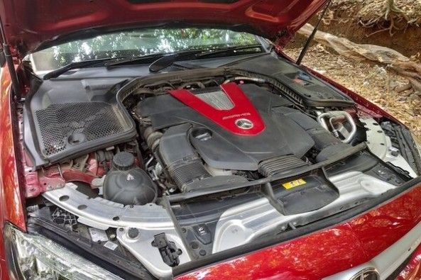 Red Color Mercedes-AMG C43 Coupe Engine