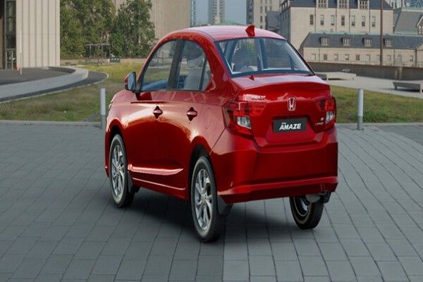 Red Color Honda Amaze Rear Profile