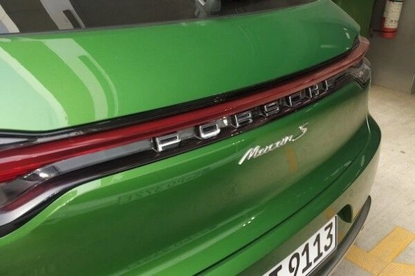 Green Color Porsche Macan Rear Profile