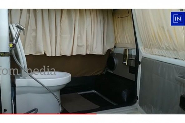 Mahindra Bolero fitted with a portable toilet