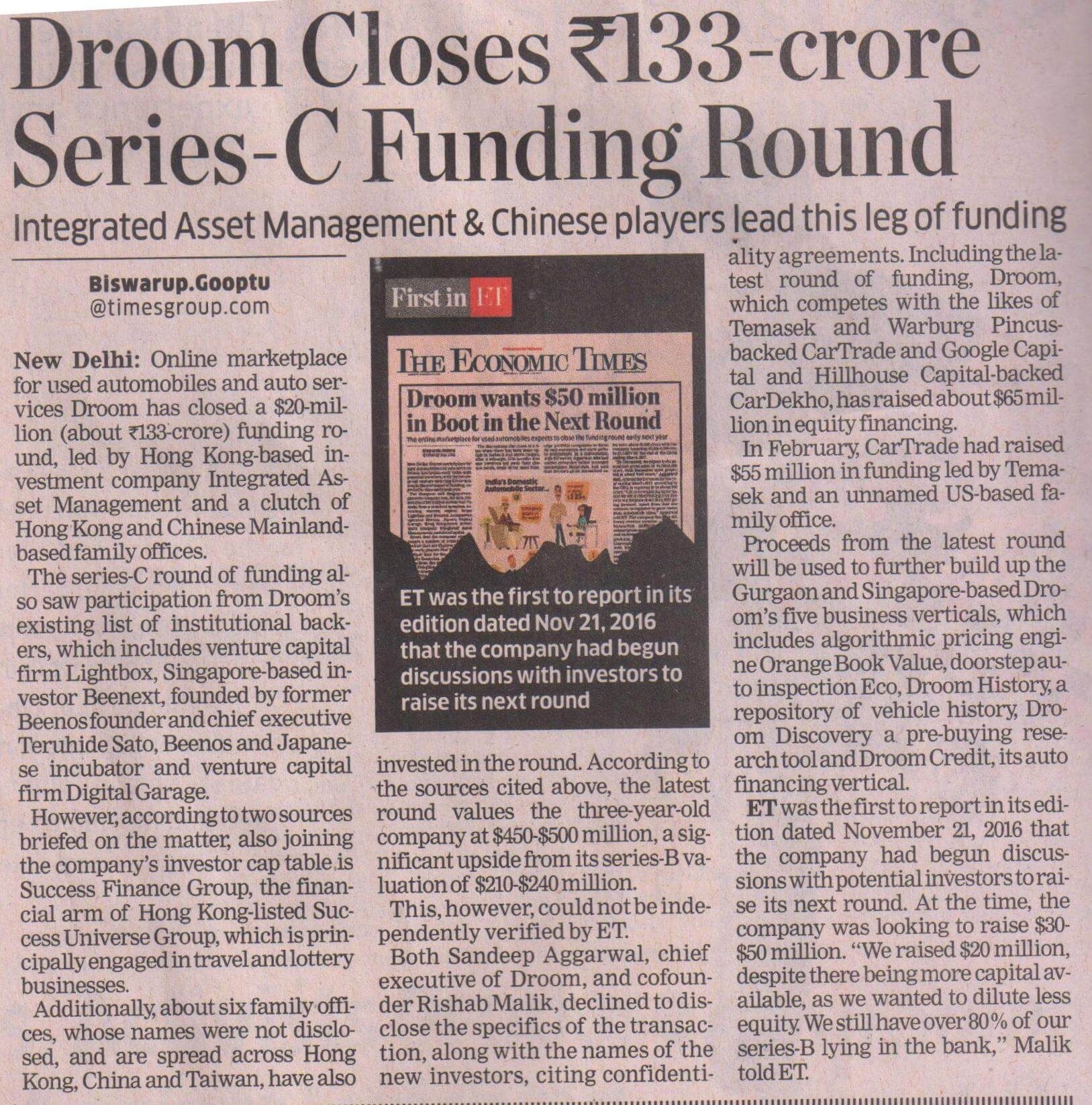 The Economics Times  | Droom in news